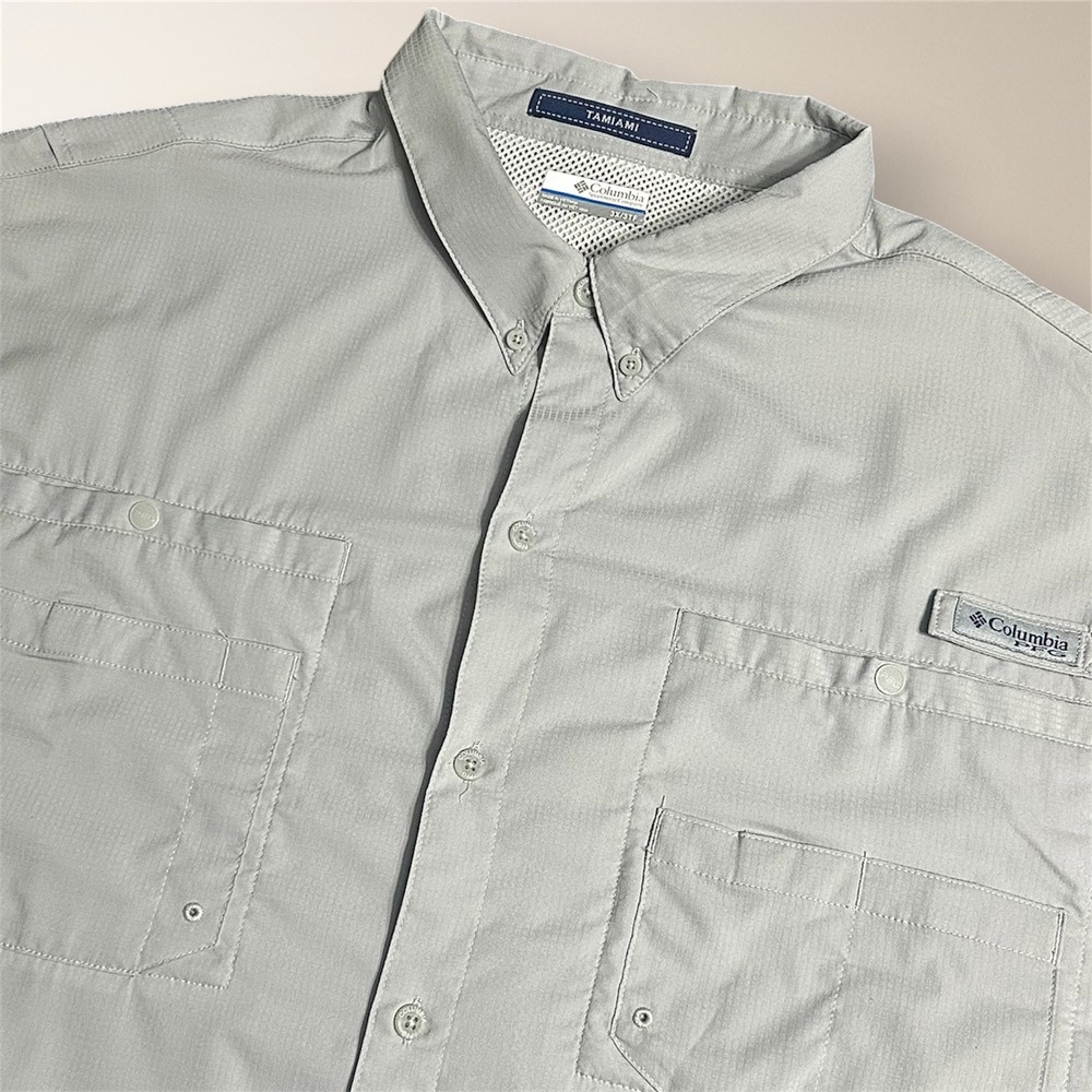Columbia PFG Tamiami Shirt Mens 3X Gray Omni Shade Fishing Vented Short Sleeve